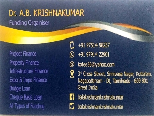 AB Krishnakumar Funding Organiser