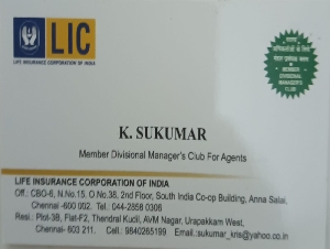 K.Sukumar Chief life Insurance Advisor