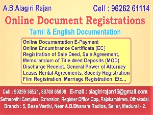 Alagiri Rajan Online Document Registrations