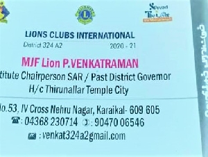 Lions Clubs International MJF Lion P Venkatraman 